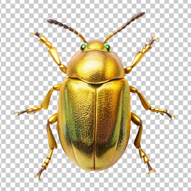 shiny golden beetle bug Transparent background