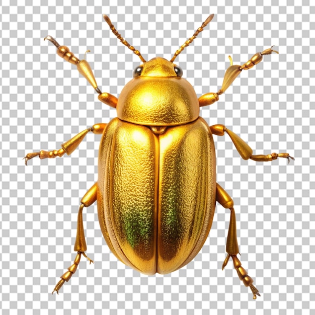 PSD shiny golden beetle bug transparent background