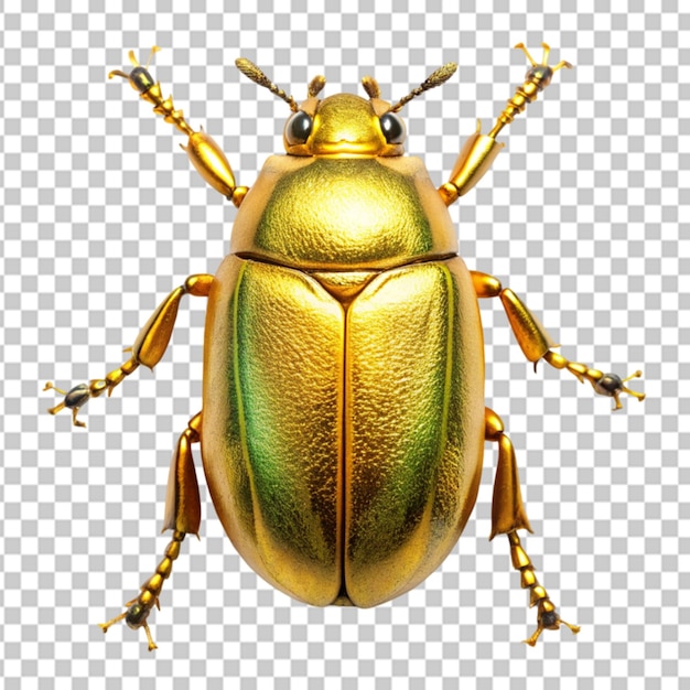 PSD shiny golden beetle bug transparent background