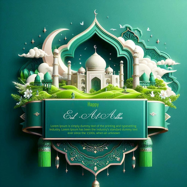 Shiny golden template for Eid al adha mubarak islamic festival