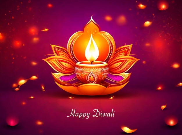 Shiny happy diwali diya realistic background template