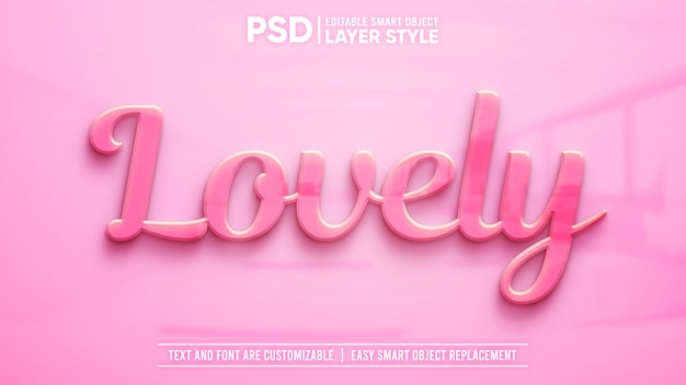 Shiny Lovely Pink 3D Ceramic Glossy Editable Smart Object Layer Style Text Effect