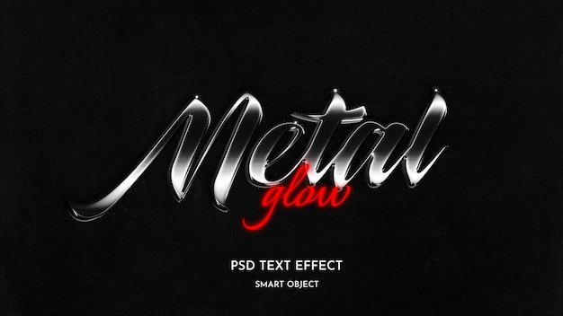 Shiny metal and red glow text effect design