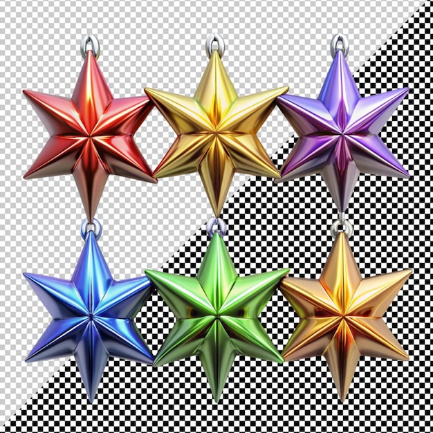 shiny metallic balloon star on transparent background