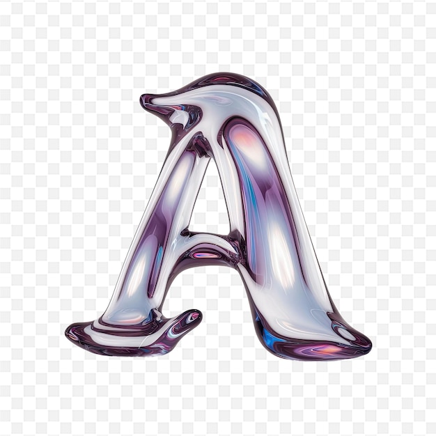 PSD a shiny metallic letter a and the word a on a white background