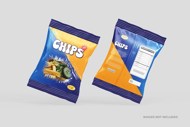 PSD shiny potato chips bag mockup psd