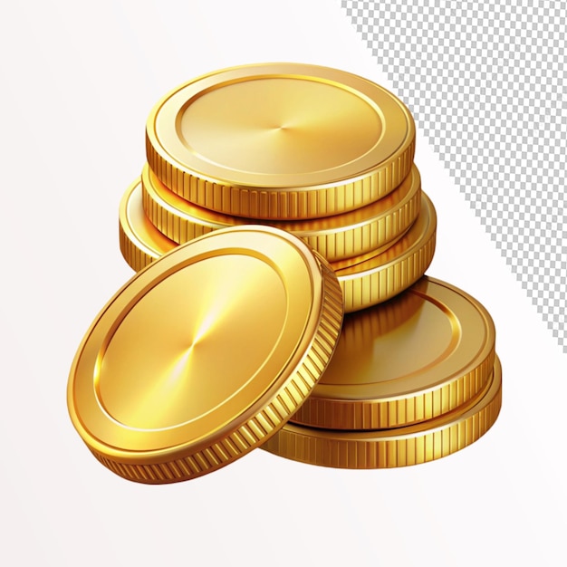 shiny realistic gold coins great for promotion ban on transparent background