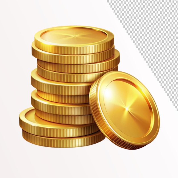 shiny realistic gold coins great for promotion ban on transparent background