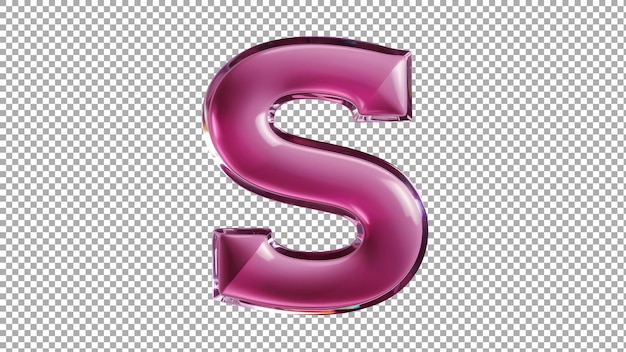 PSD a shiny red shiny letter s with a purple background