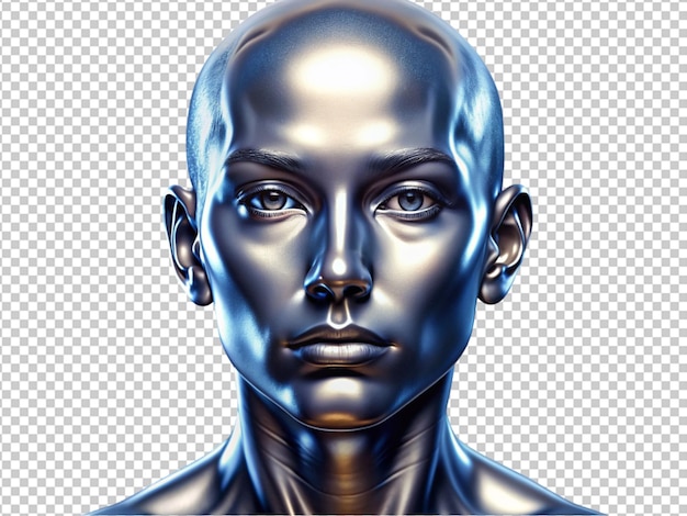 PSD shiny silver head of a face