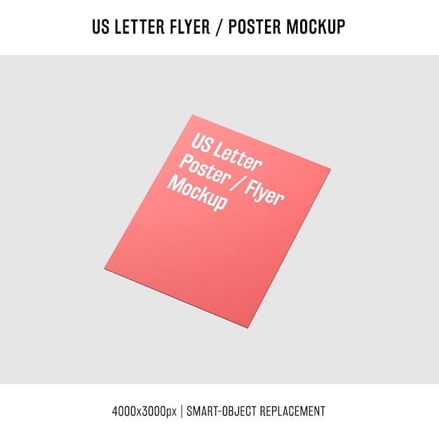 shiny us letter flyer or poster mockup