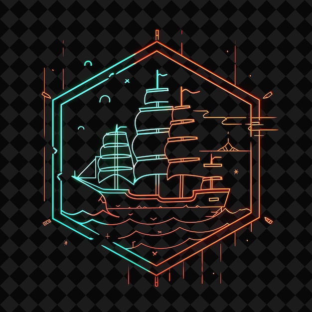 PSD a ship on a black background with a green line