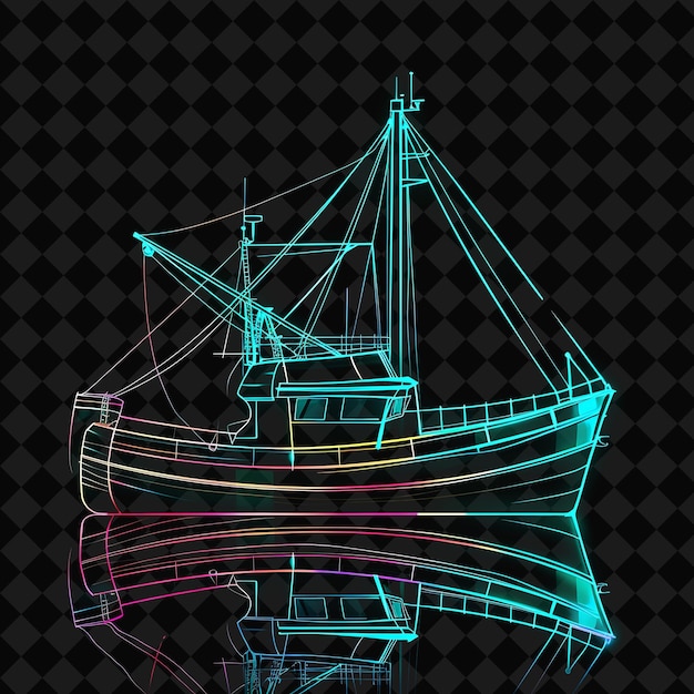 PSD a ship with a green and blue color on the bottom