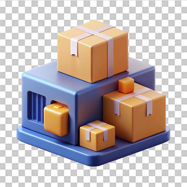 PSD shipping package boxes 3d icon illustration