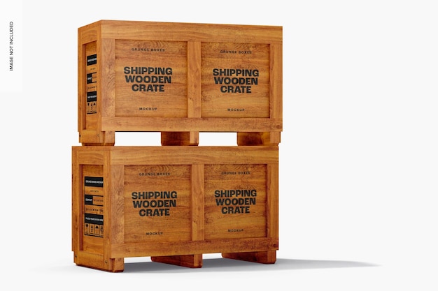 Shipping Wooden Crates Mockup, Stacked