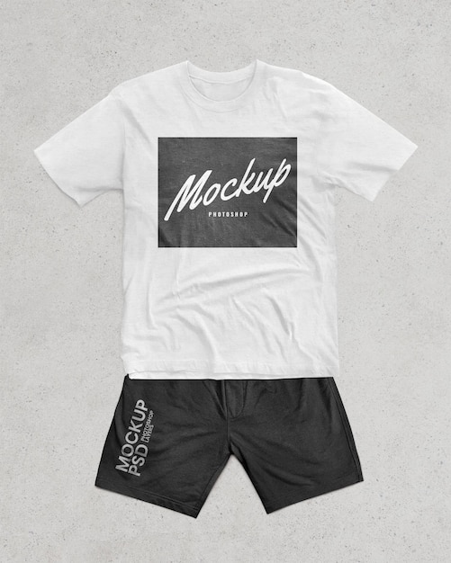 Shirt and short set mockup realistic