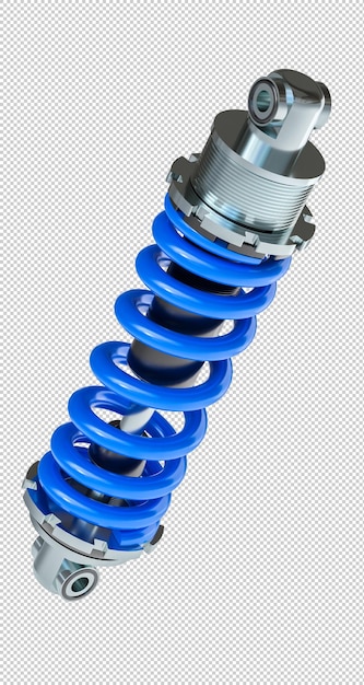 shock absorber with blue spring isolated on white