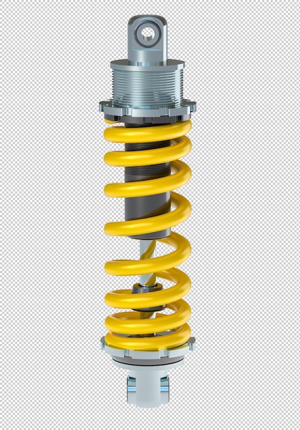 shock absorber with yellow spring isolated on white