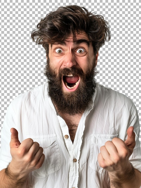 PSD a shocked man isolated on transparent background