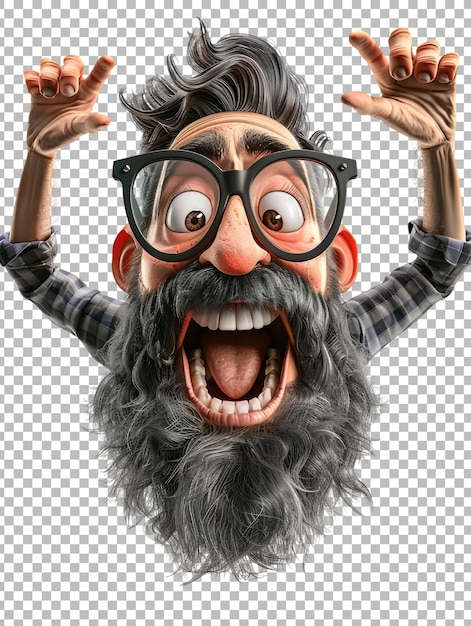 A shocked man isolated on transparent background