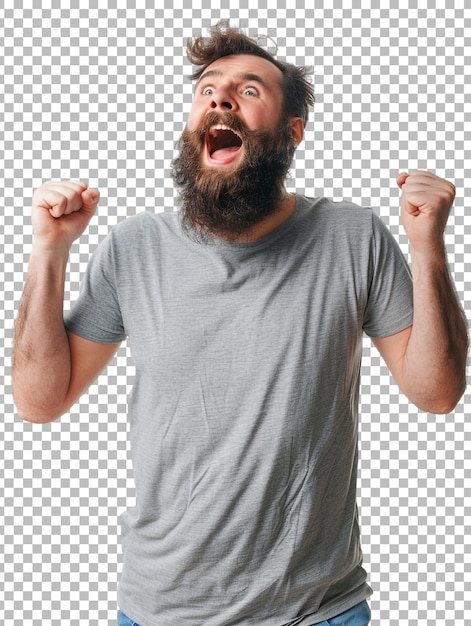 PSD a shocked man isolated on transparent background