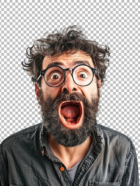 PSD a shocked man isolated on transparent background