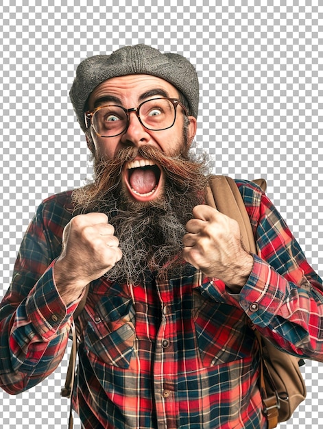 PSD a shocked man isolated on transparent background