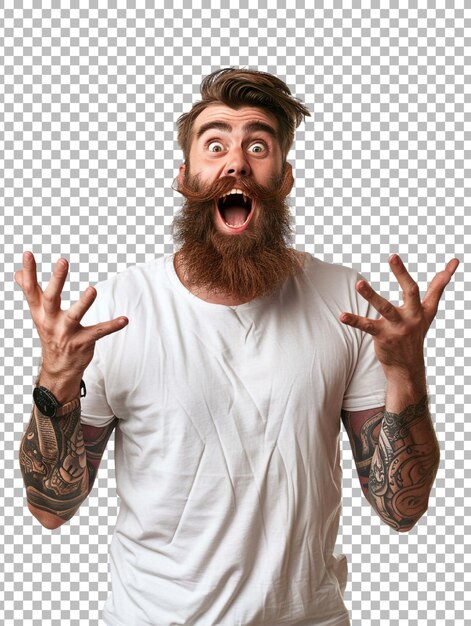 PSD a shocked man isolated on transparent background