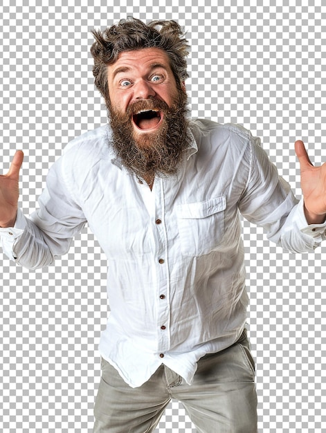 PSD a shocked man isolated on transparent background