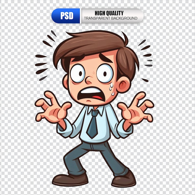 PSD shocked scared cartoon character