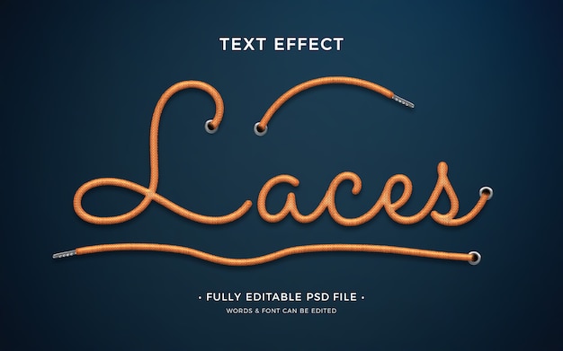 PSD shoe laces text effect