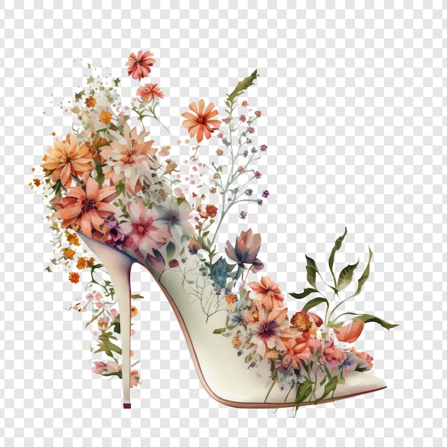 a shoe with flowers and butterflies on it