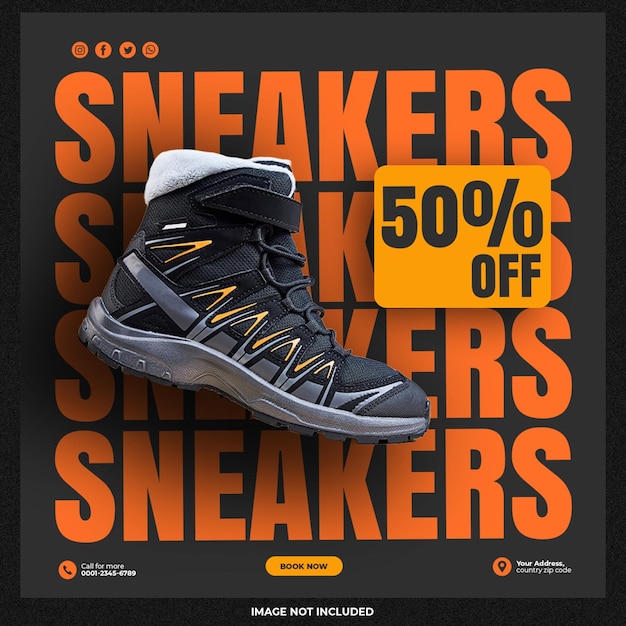 Shoes sale for social media post or square banner template design