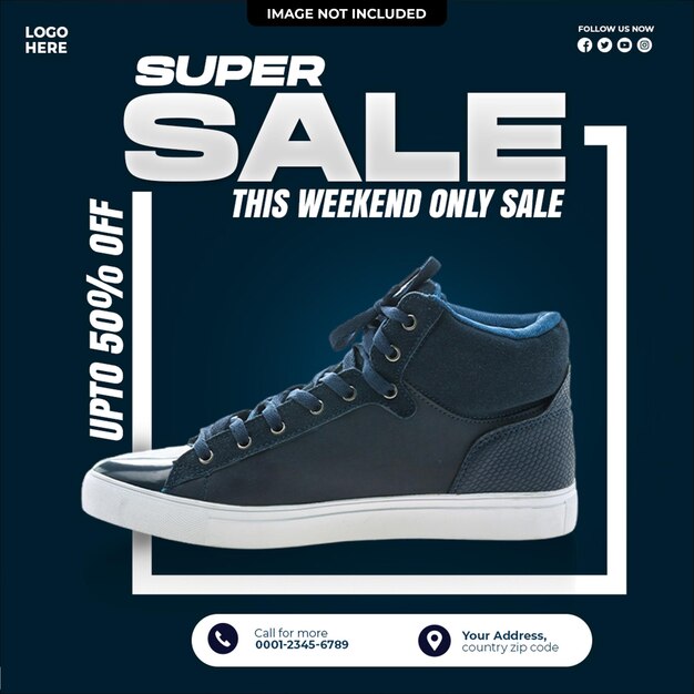 PSD shoes sale for social media post or square banner template design