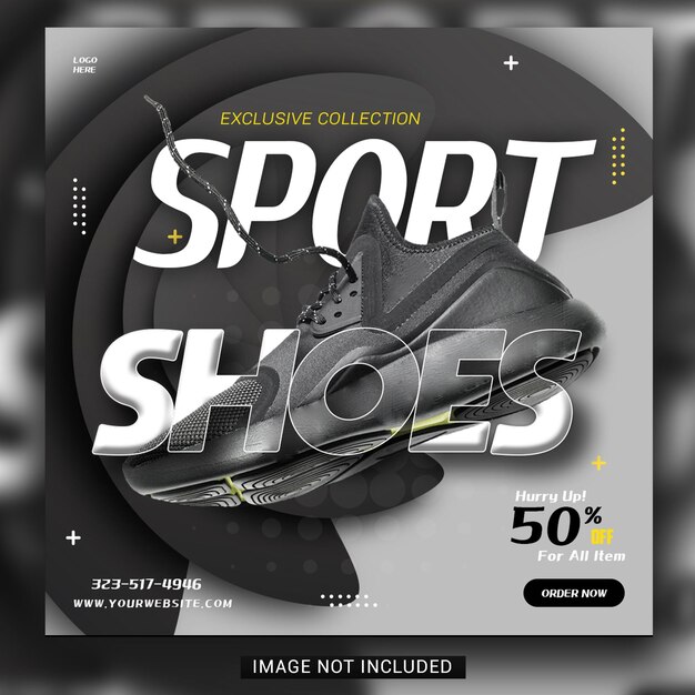 Shoes sale for social media post or square banner template design