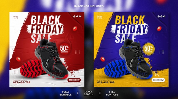 Shoes social media banner and instagram post template design