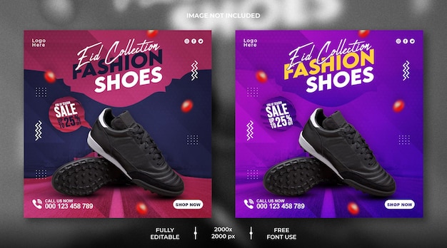 Shoes social media banner and instagram post template