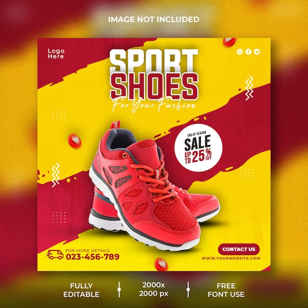 Shoes social media instagram post square flyer template