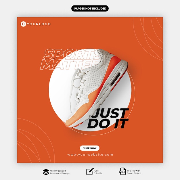 PSD shoes social media post design for marketing and promotional