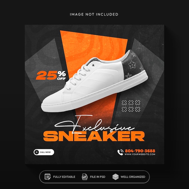 PSD shoes social media post or square banner design template