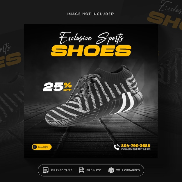 PSD shoes social media post or square banner design template