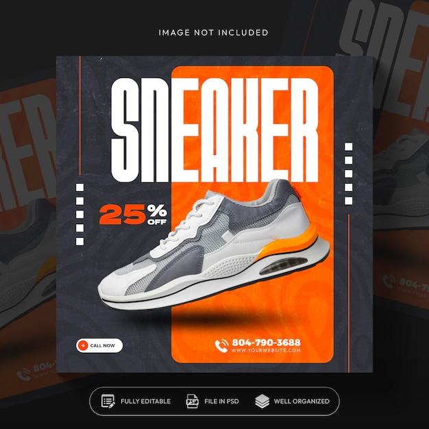 PSD shoes social media post or square banner design template