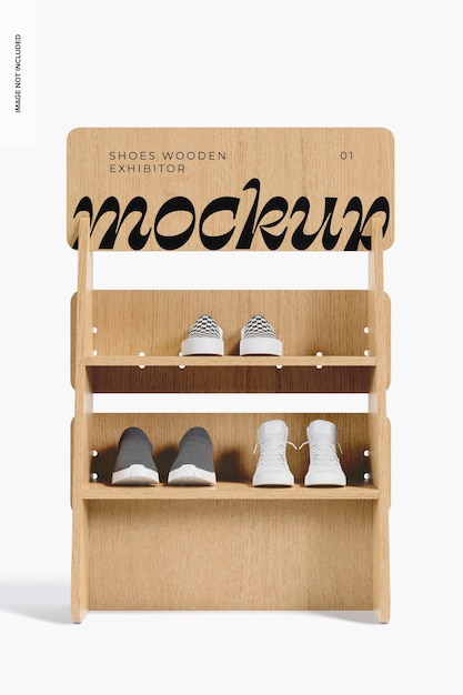 Shoes Wooden Exhibitor Mockup, Front View