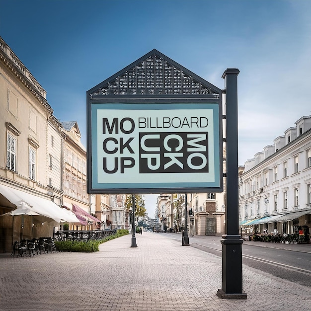 shop sign mockup beside beautiful town street