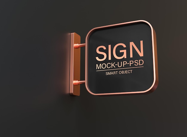 Shop sign mockup on black wall