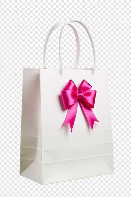 PSD a shopping bag with a pink ribbon on it