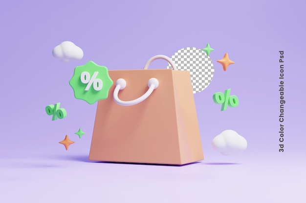 shopping bag with price sale tag icon