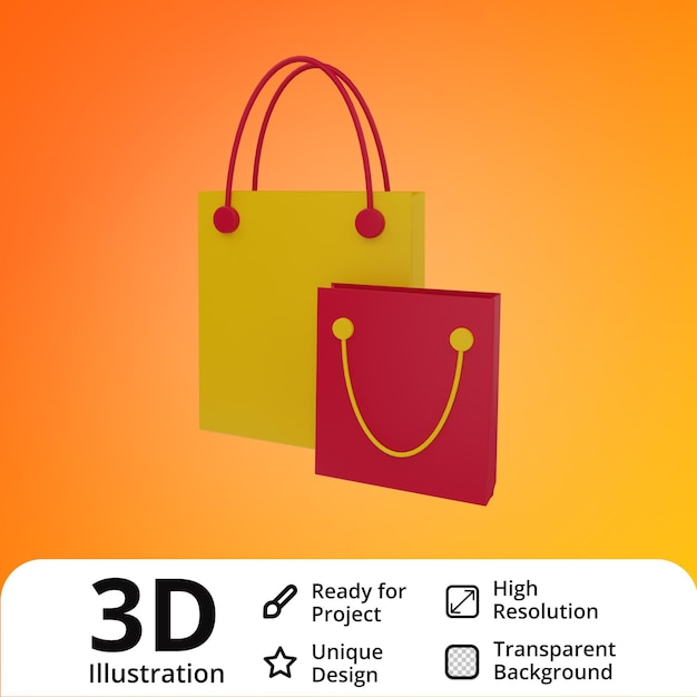 Shopping bags 3d illustration