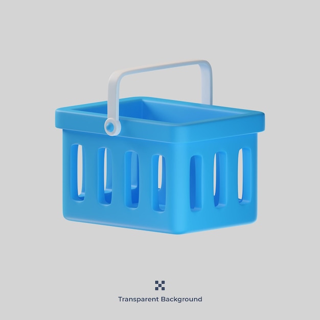 Shopping basket 3d icon illustration