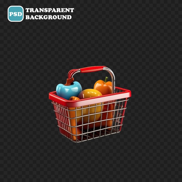 PSD shopping basket isolated 3d render illustration